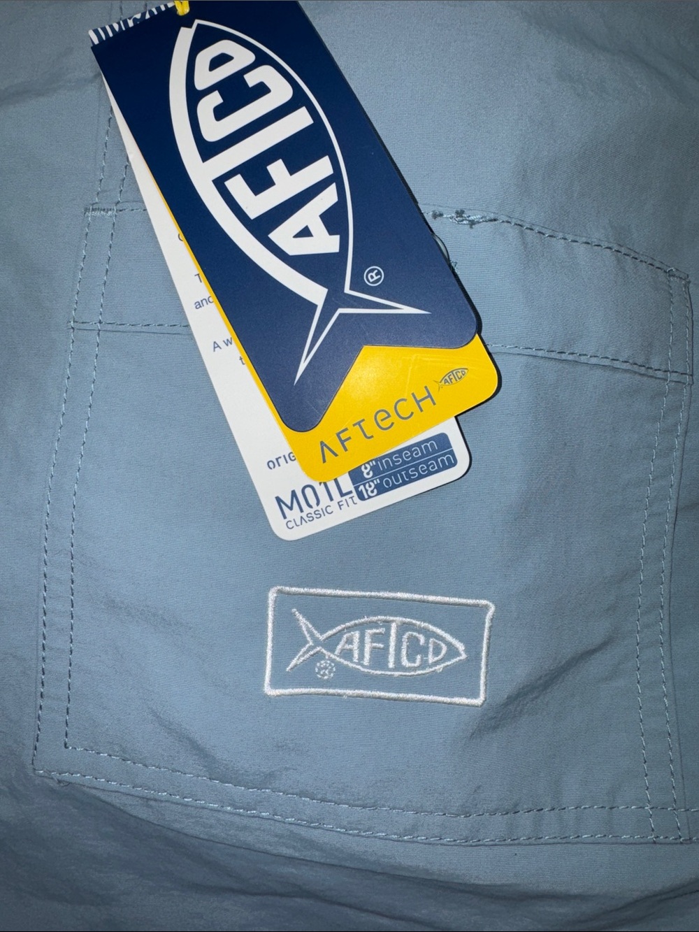 AFTCO Slate Blue Men's Original Fishing Shorts - 8” Inseam - Size 38